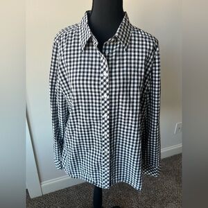 Talbots Women’s Navy and White Gingham Shirt Size L